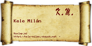 Kele Milán névjegykártya